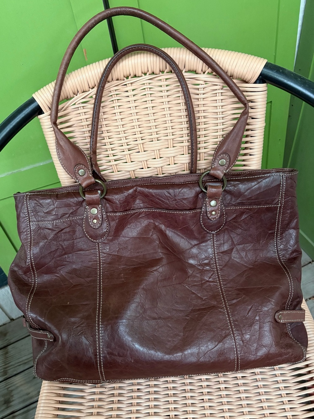 J. Jill Brown Leather Tote with Dual Handles